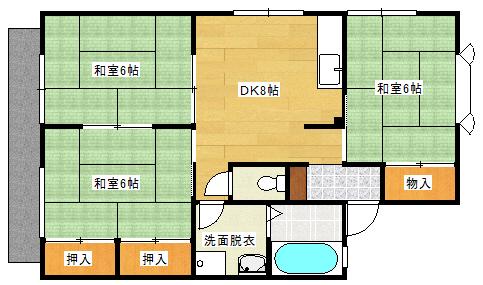 ファミール草津 A棟(3DK/2階)の間取り写真