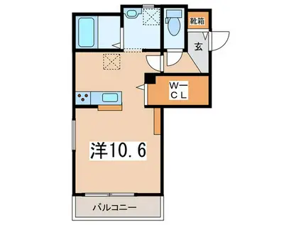LUNA PIENA北里(ワンルーム/1階)の間取り写真