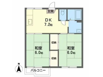 グリーンプラザ鶴見 A棟(2DK/2階)の間取り写真