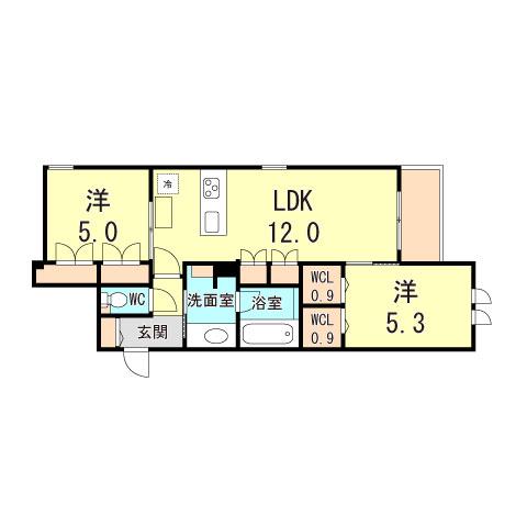 HEBEL MAISON 塚口(2LDK/4階)の間取り写真