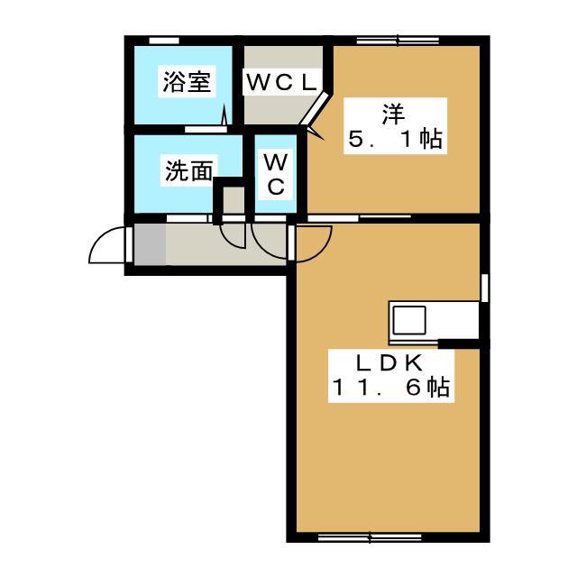 エスティール(1LDK/1階)の間取り写真