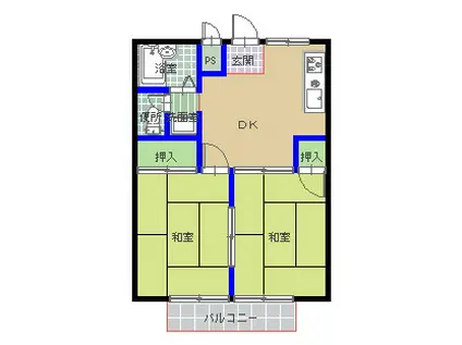 シティハイツ(2DK/2階)の間取り写真