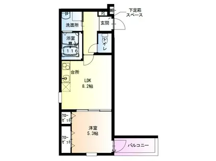 フジパレス花園中央公園II番館(1LDK/1階)の間取り写真