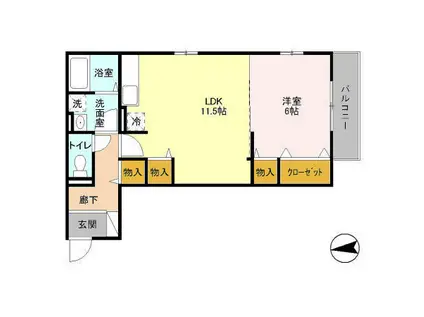 プレミールカメゾン(1LDK/2階)の間取り写真