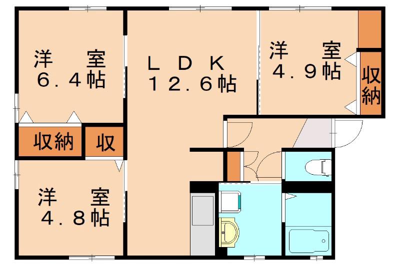 アルカディア F棟(3LDK/1階)の間取り写真