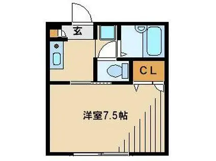 クレイドル(1K/1階)の間取り写真