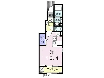 ポムポムG・TIV(ワンルーム/1階)の間取り写真
