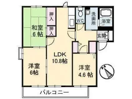 パークメゾン砂田A棟(3LDK/2階)の間取り写真