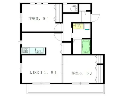 プルミエール梅里(2LDK/2階)の間取り写真