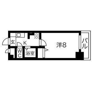 ベル名駅(1K/4階)の間取り写真