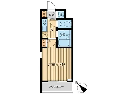 ザ・パーククロス市ヶ谷(1K/1階)の間取り写真