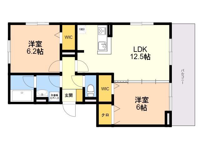 D-ROOM原町駅南(2LDK/3階)の間取り写真