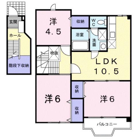 クレストール来山A(3LDK/2階)の間取り写真