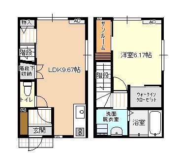 ビオラ古定塚A棟(1LDK/1階)の間取り写真