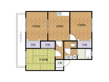 オーシャンビュー旭ヶ丘 A棟(3DK/2階)の間取り写真