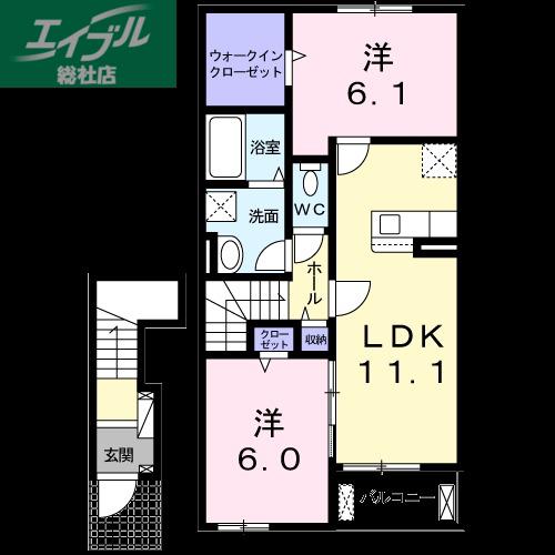 ユーフォリア II(2LDK/2階)の間取り写真