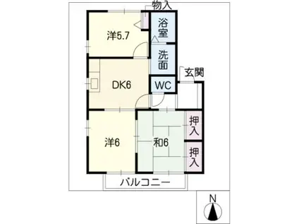 みどりハイツ(3DK/2階)の間取り写真