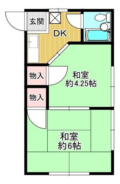 バディーハイツ(2K/1階)の間取り写真