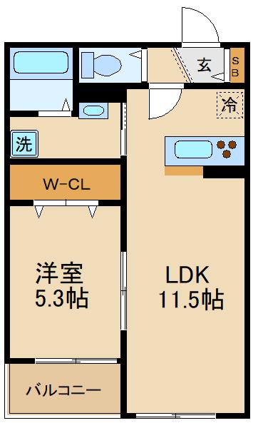 サンシャインみのり台(1LDK/1階)の間取り写真