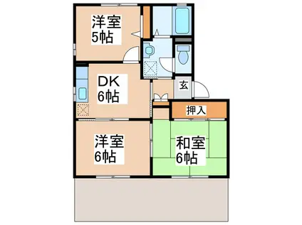 ラビアンローズC(3DK/1階)の間取り写真