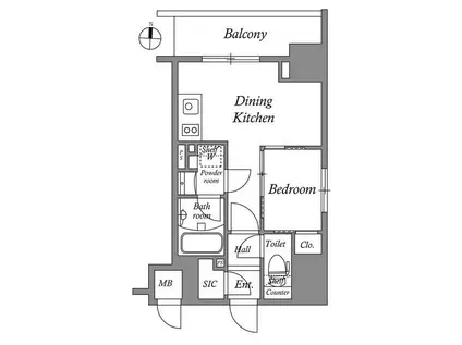 テラス押上(1DK/9階)の間取り写真