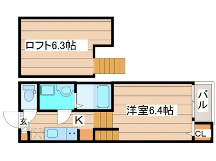 ハーモニーテラス六丁の目I(1K/1階)の間取り写真