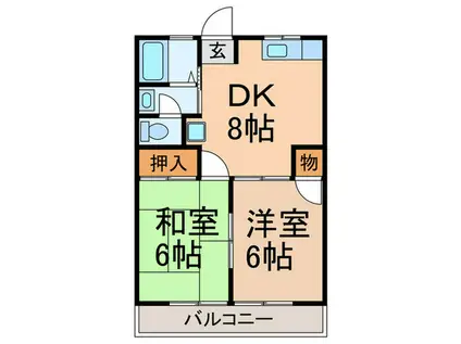 フラットライトピア(2DK/2階)の間取り写真