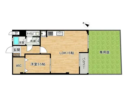 南千里コーポラス(1LDK/1階)の間取り写真