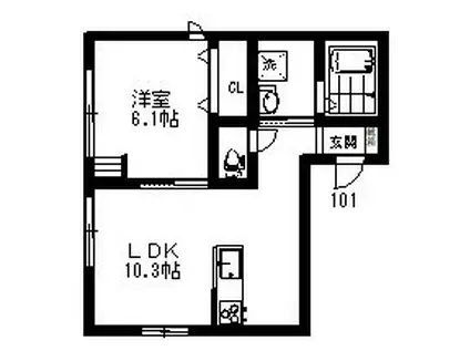 ウィステリアレジデンス(1LDK/3階)の間取り写真