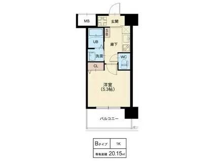 スプランディッド元町山手(1K/5階)の間取り写真