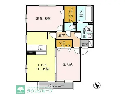 ディアコート I/II(2LDK/2階)の間取り写真