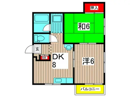 TKマンション(2DK/2階)の間取り写真