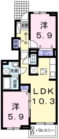 ルミナスしまだII(2LDK/1階)の間取り写真