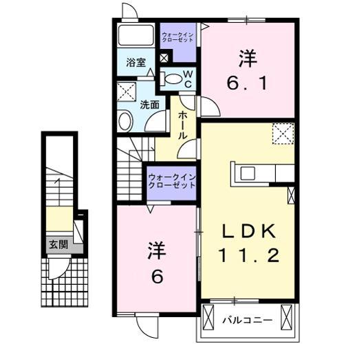 アムール(2LDK/2階)の間取り写真