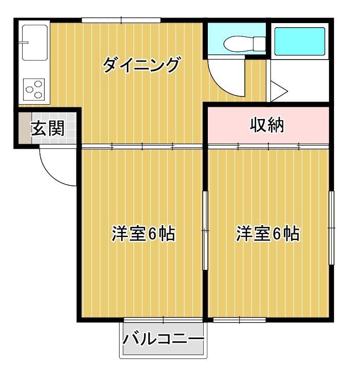 メゾンエスポアール(2DK/1階)の間取り写真