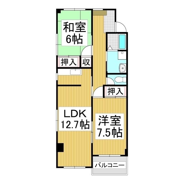 リビングコートKAWAI(2LDK/2階)の間取り写真