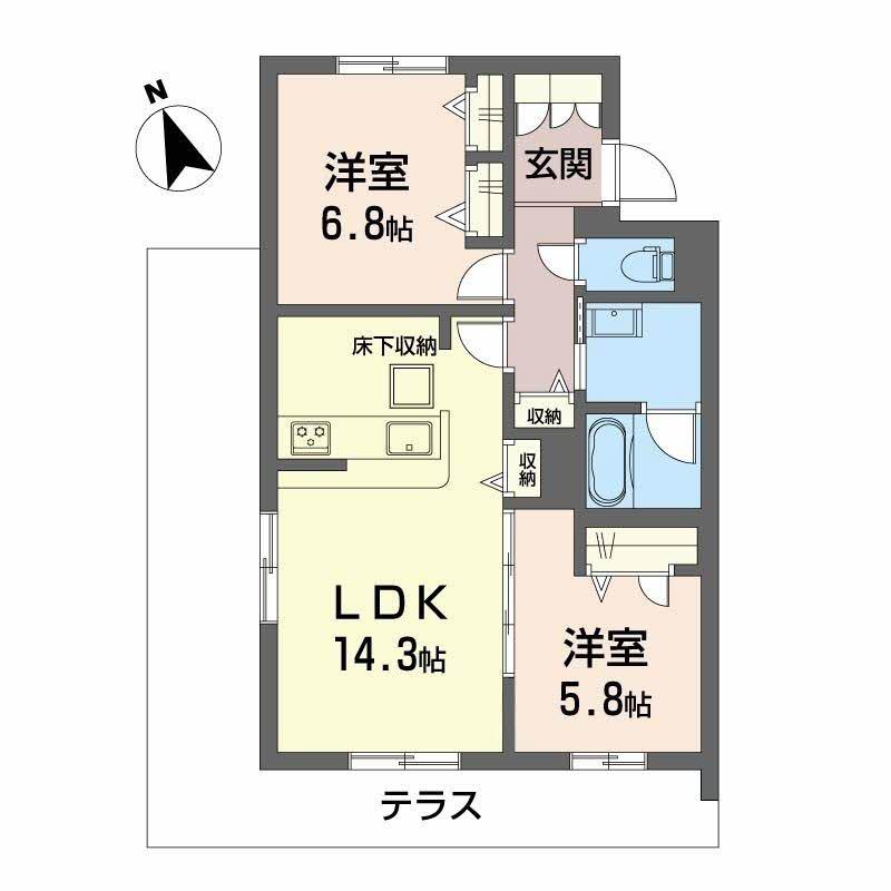 SEASIDE HOUSE(2LDK/1階)の間取り写真