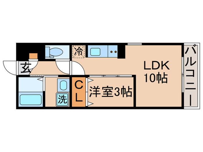ソレイユC(1LDK/3階)の間取り写真
