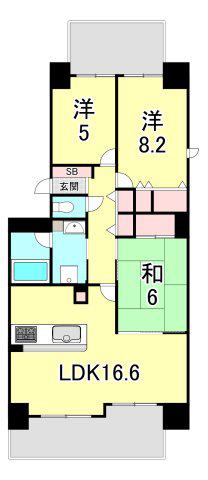 RICウエストコート7番街5番館(3LDK/4階)の間取り写真