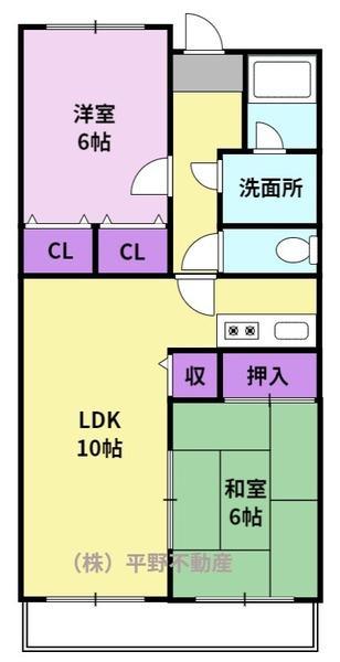 ハイツサンリバーⅤ(2LDK/3階)の間取り写真