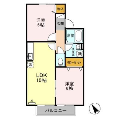 プリシェール逆井I(2LDK/2階)の間取り写真