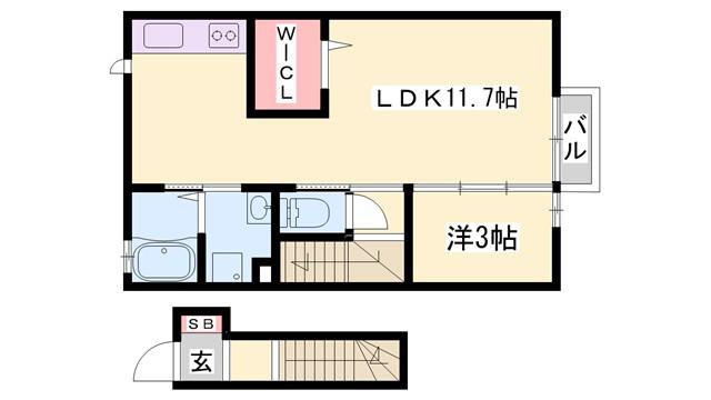 プラムコート(1LDK/2階)の間取り写真