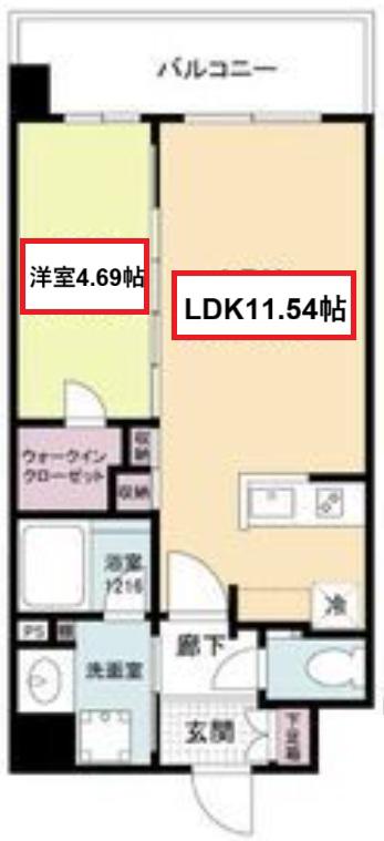 カーサレグラス福島野田(1LDK/3階)の間取り写真