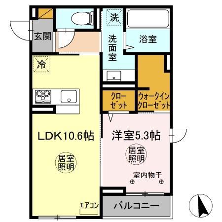 ホクレア(1LDK/3階)の間取り写真