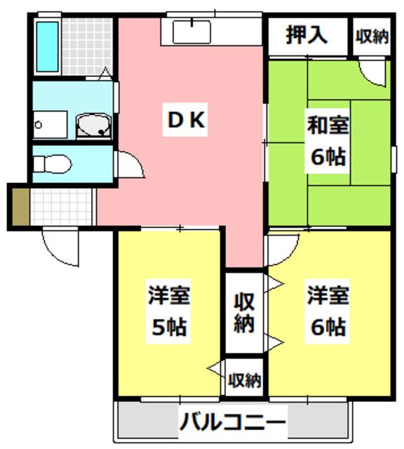 ファミール(3DK/1階)の間取り写真