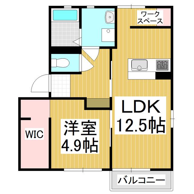 タウン・プレミールD(1LDK/1階)の間取り写真