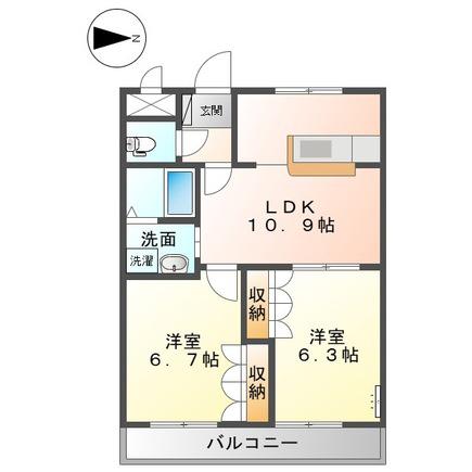 メゾン ドゥ プロヴァンス(2LDK/2階)の間取り写真