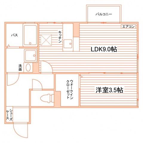 メルヴェイユ手形(1LDK/1階)の間取り写真