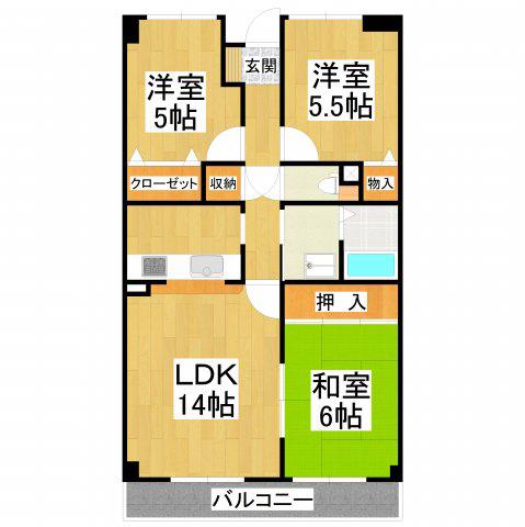 YFヒルズ宮山(3LDK/3階)の間取り写真