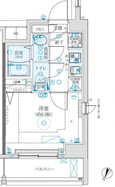クレイシア西横浜(1K/10階)の間取り写真